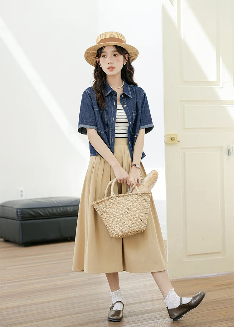 Essential Pleated Midi Skirt (2 Colors)