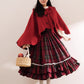 Red Riding Hood Plaid Midi Dress & Capelet (Red)