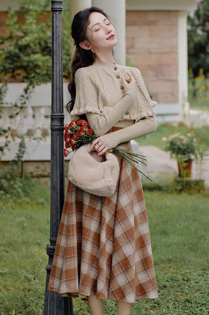 Toasted Marshmallow Sweater & Skirt Set (Khaki)