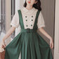 Lolita Short Sleeve Faux Layered Midi Dress (Green)