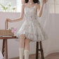 Sweet Floral Mini Dress (White/Purple)