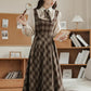 Hazel Plaid Twofer Midi Dress (Brown)