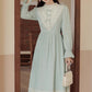 Mint Bows Midi Dress (Eggshell Blue)