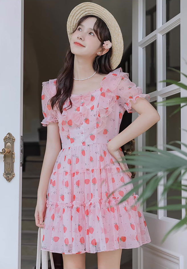 Strawberry Girl Mini Dress (Pink)