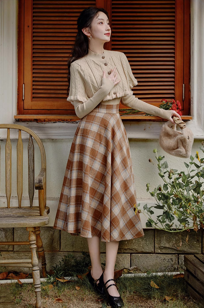 Toasted Marshmallow Sweater & Skirt Set (Khaki)