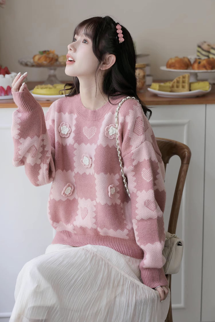 Checkerboard Biscuit Sweater (2 Colors)