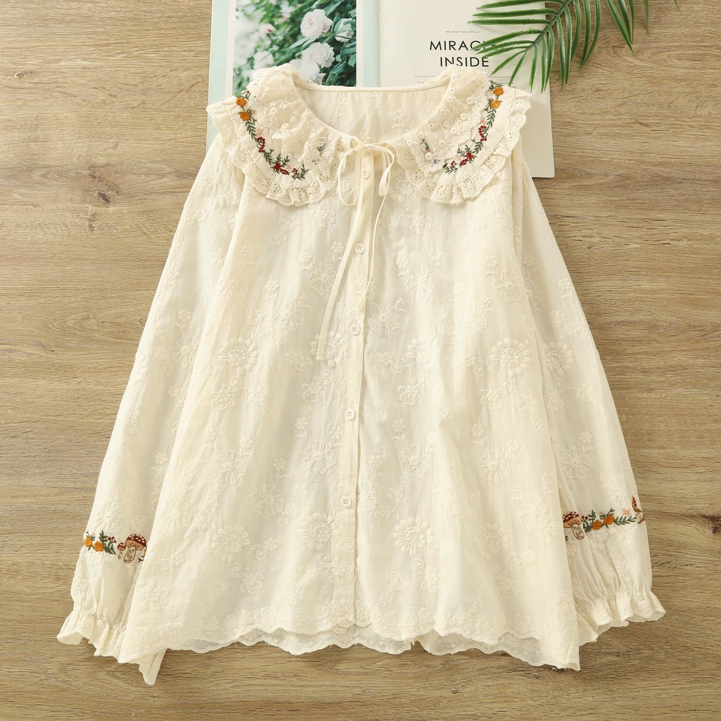 Forest Floor Embroidered Blouse (2 Colors)