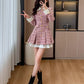 Flirty Plaid Tweed Mini Dress (Pink)