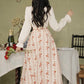 Rose Wallpaper Blouse & Skirt Set (Cream/Red)