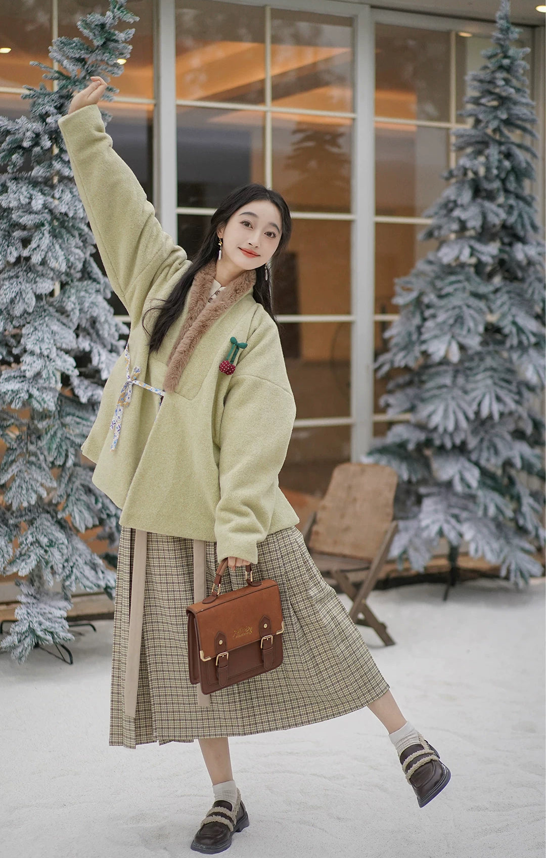 Snowy Wishes Cross Collar Jacket (3 Colors)