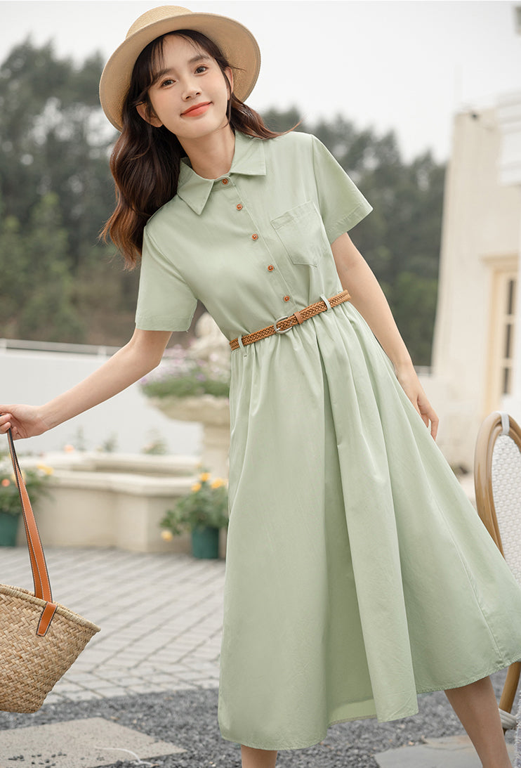 Beach House Shirt Dress (2 Colors) Green / M Beach House Shirt Dress (2 Colors) Green / M