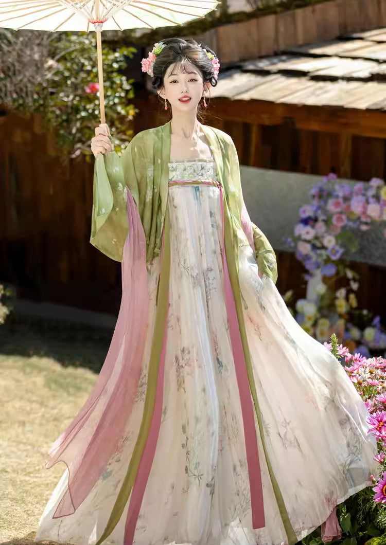Wildflower Qixiong Famensi Dress Set (Green/White)