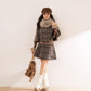 Library Plaid Capelet & Mini Skirt Set (Grey)