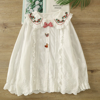Strawberry Picnic Embroidered Blouse (2 Colors)