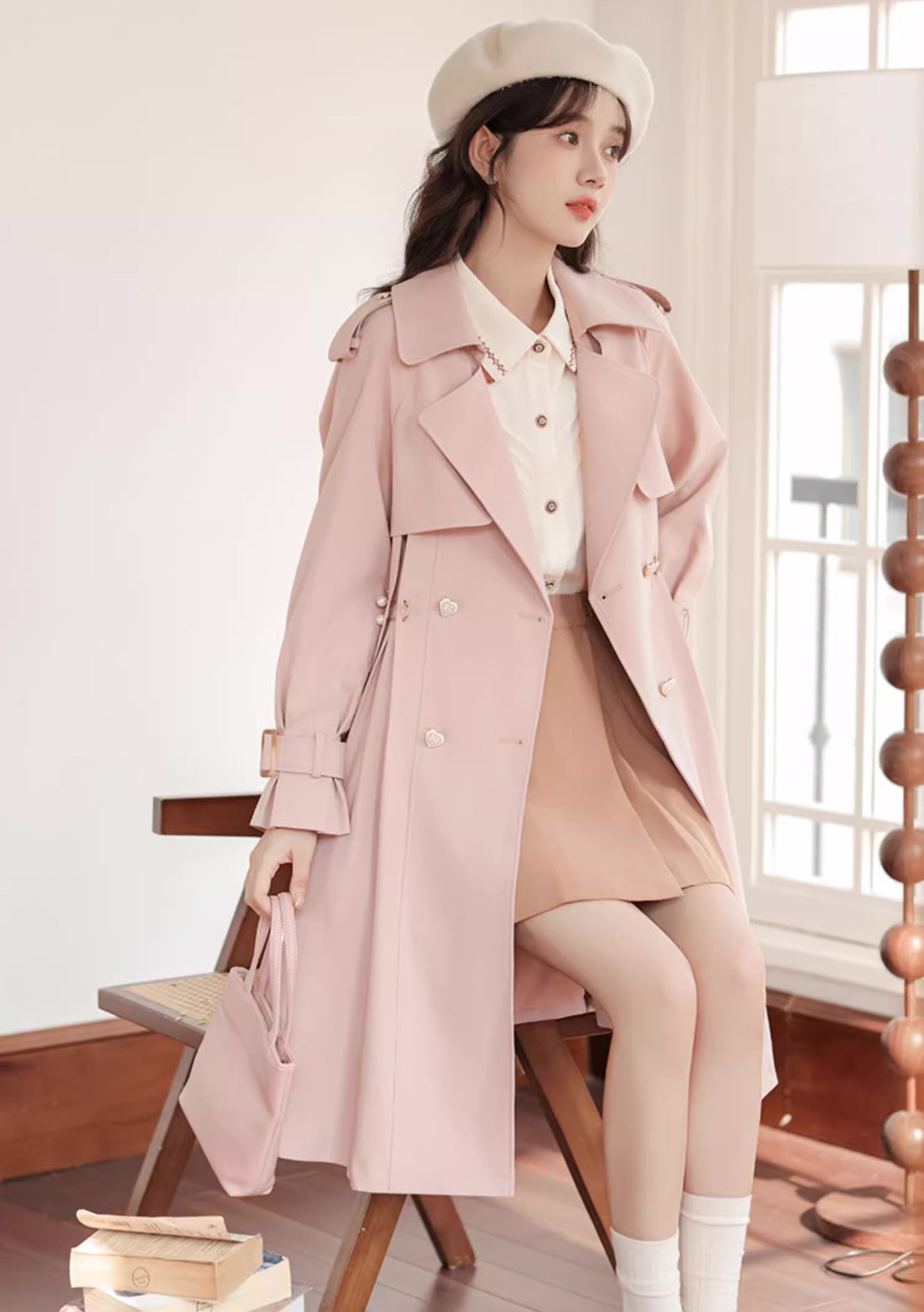 Sweet Heart Trench Coat (Pink)