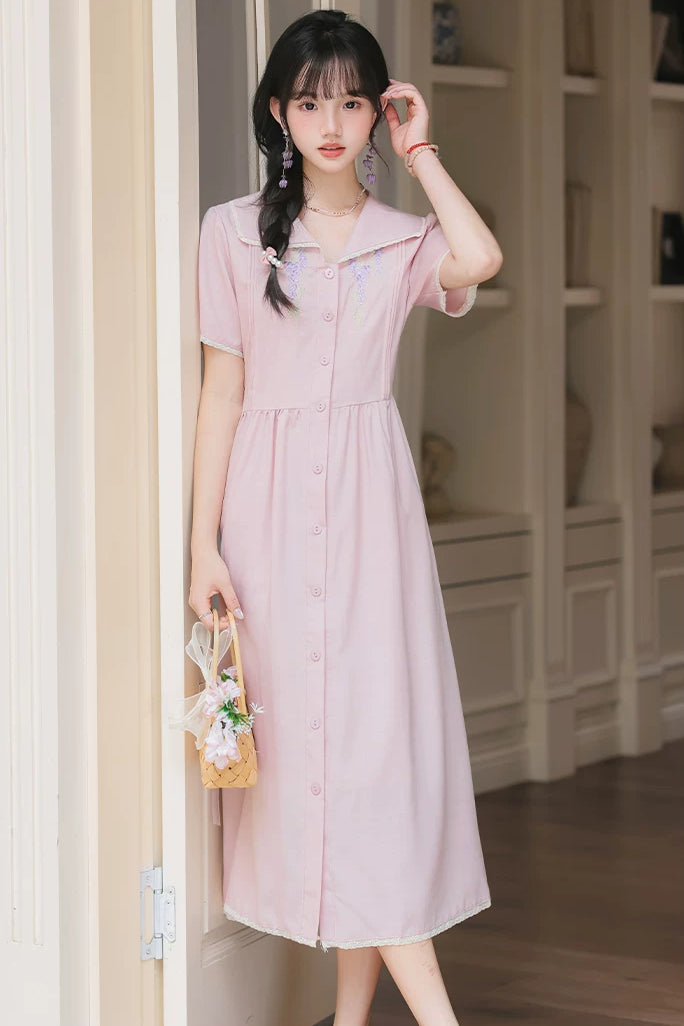 Wisteria Midi Shirt Dress (Lilac)
