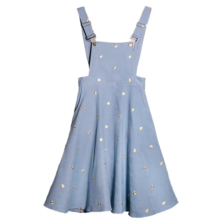 Soft Blue Tencel Embroidered Pinafore Dress main image 1