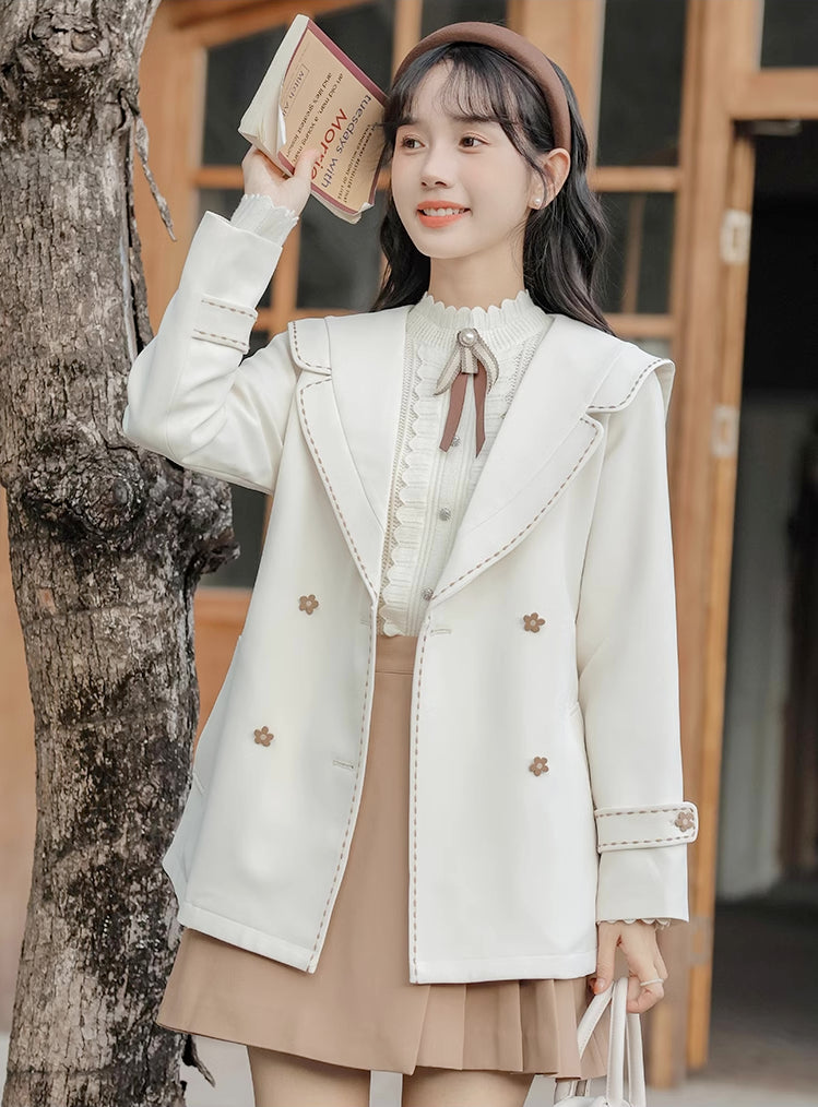 Flower Pop Short Trench Coat (Off-White) – Megoosta Fashion