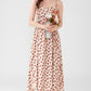 Lace Up Floral Cami Midi Dress (Beige/Red)