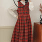 Biscuit Plaid Midi Dress (Red)