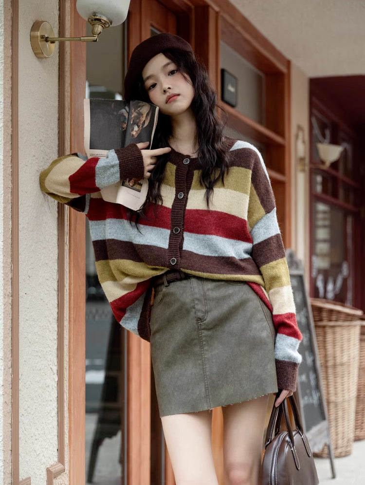 Retro Stripe Cardigan (2 Colors)