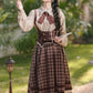 Mocca Plaid Suspender Skirt (Brown)