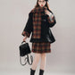 Bookshop Plaid Toggle Jacket & Skirt Set (Black)