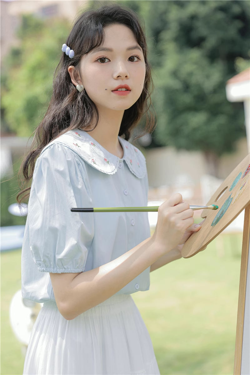 Budding Blossoms Short Sleeve Blouse (2 Colors)