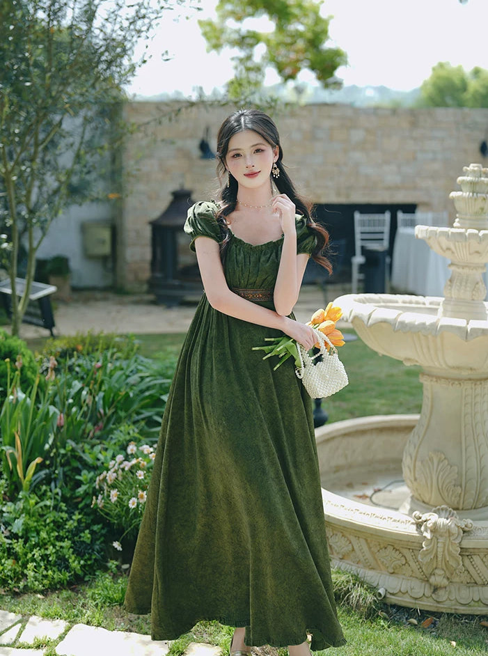 Ivy Regency Maxi Dress (Deep Olive)