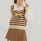 Half Pleated Mini Skirt (Brown)