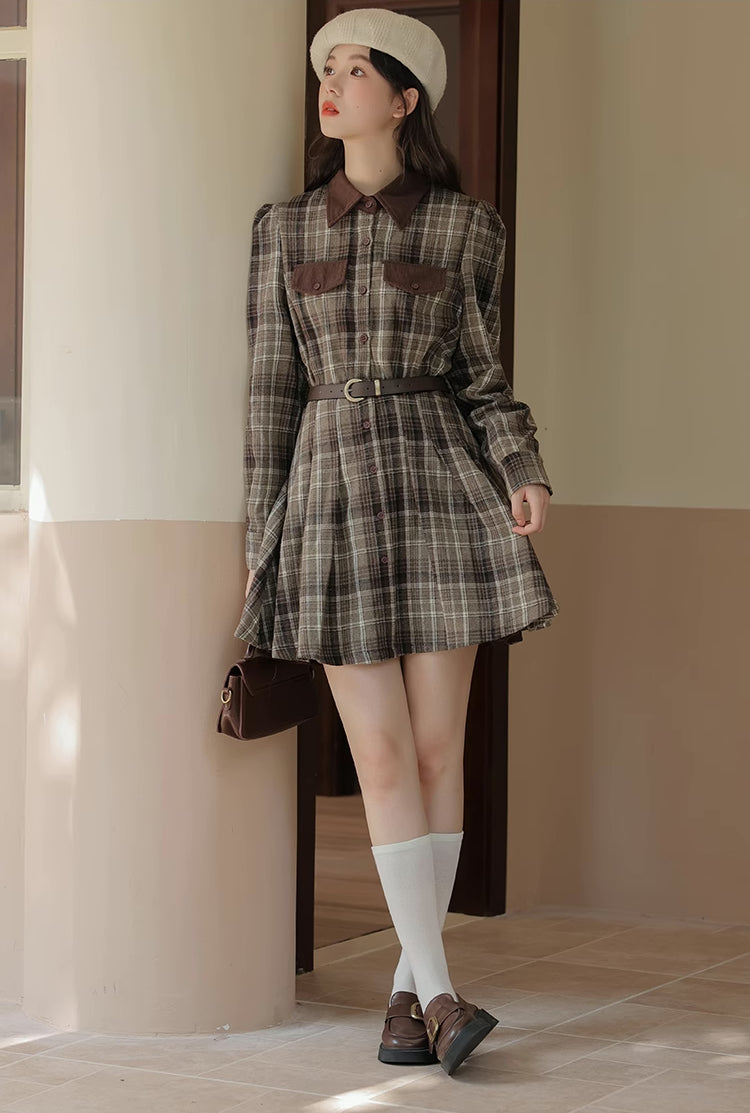 Brown Sugar Plaid Shirt Dress (Mocha)