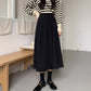Woven Pleated Midi Skirt (2 Colors)