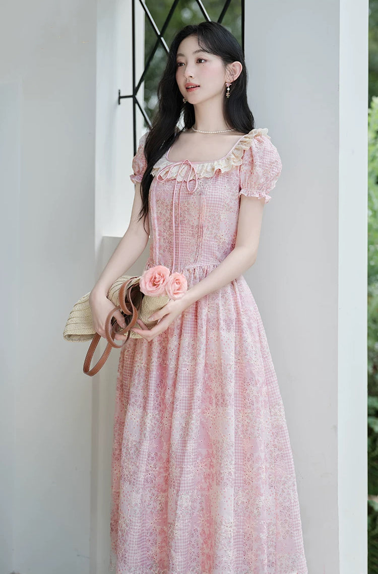 Patchwork Floral Maxi Dress (Pink) XL