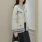 Embroidered Floral Fair Isle Cardigan (Off-White)