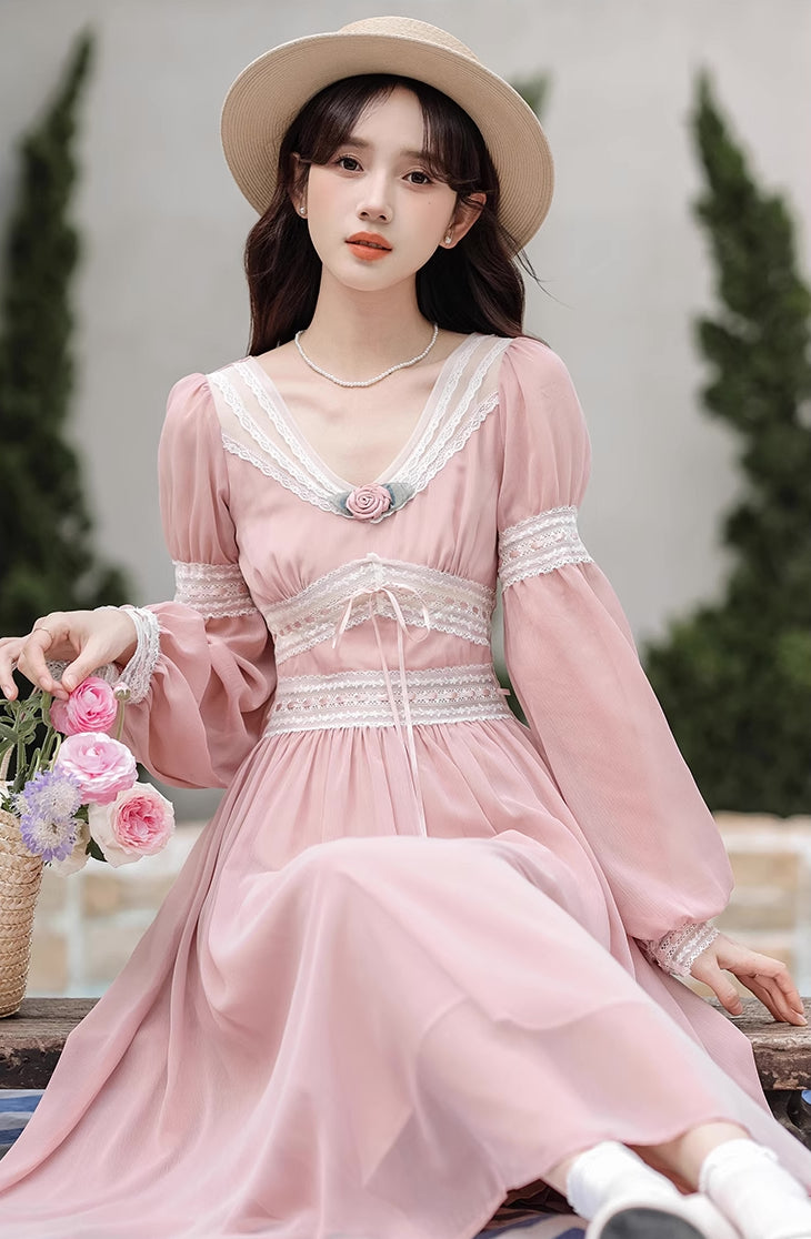 Rose Fairy Midi Dress (Pink)