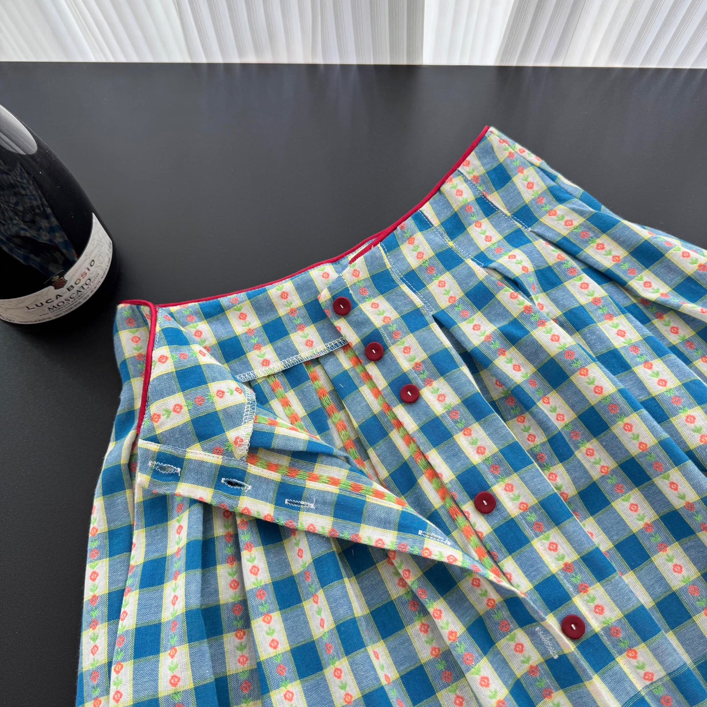 Vintage Gingham Floral Cami Dress (Blue)