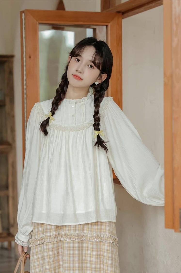 Bertha Lace Collar Blouse (White)