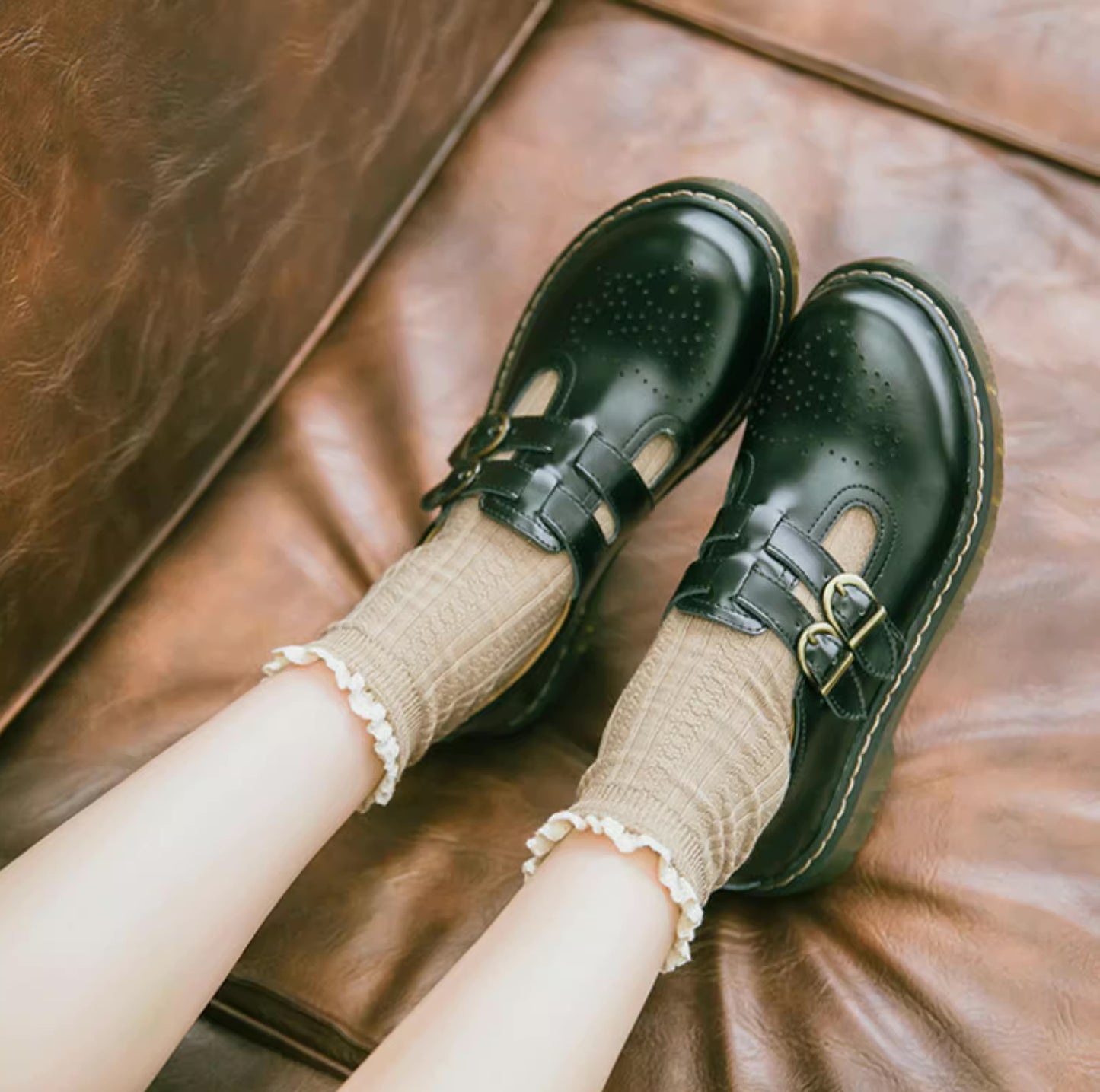 Double Buckle Mary Jane Brogues (2 Colors)