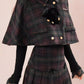 Black Forest Plaid Capelet & Mini Skirt Set (Green/Purple)