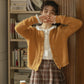 Round Neck Knitted Cardigan (Pumpkin Mustard)
