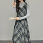 Midnight Plaid Pinafore Midi Dress (Grey)