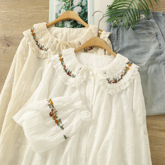 Forest Floor Embroidered Blouse (2 Colors)