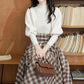 Choco Plaid Midi Skirt (Brown)