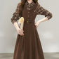 Chocolate Plaid Corduroy Twofer Midi Dress (Brown)