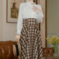 Choco Plaid Midi Skirt (Brown)