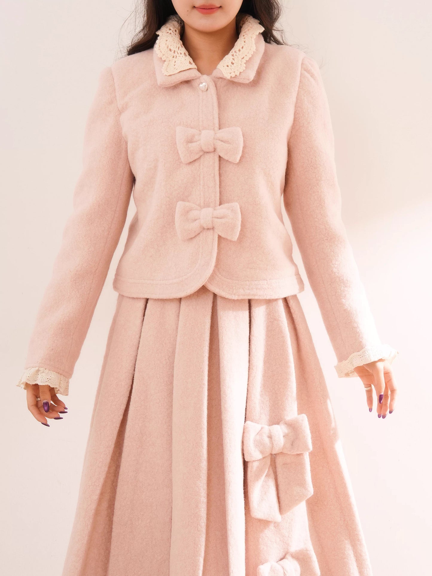 Sweet Bow Jacket & Skirt Set (Pink)