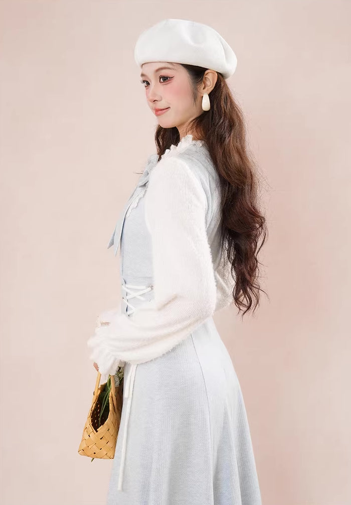 Frozen Twofer Knitted Sweater Dress (Blue/White)