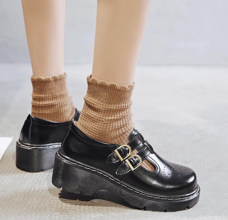 Double Buckle Mary Jane Brogues (2 Colors)