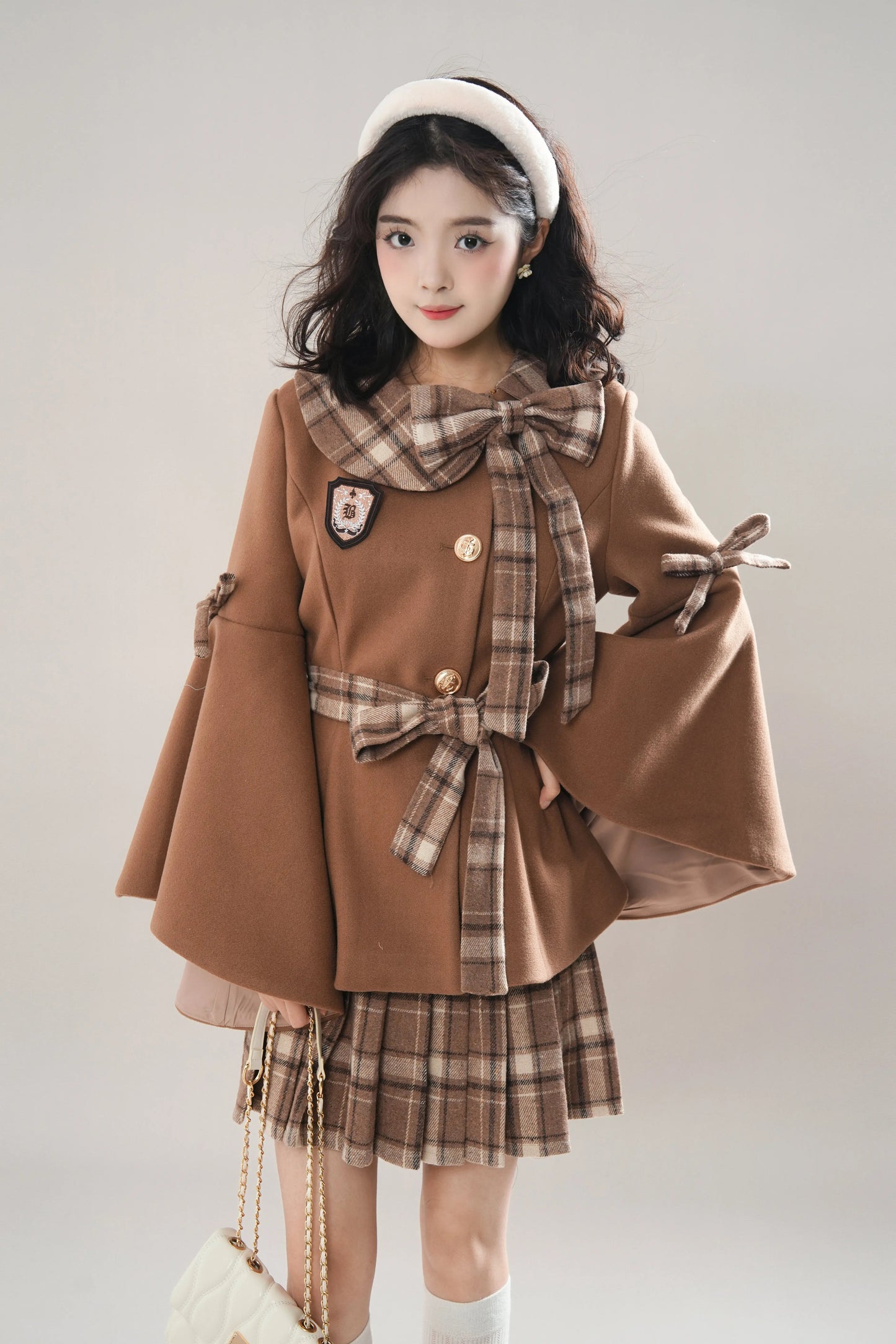 Trumpet Sleeve Short Coat & Skirt (2 Colors)