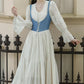 Belle Twofer Corset Peasant Maxi Dress (White/Blue)